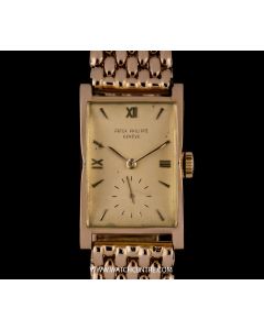 Patek Philippe 18k Rose Gold Silvery Rose Dial Curved Glass Vintage Gents 1588