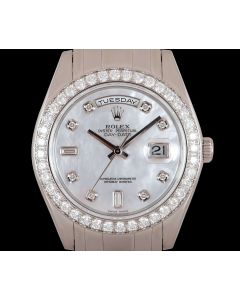 Rolex Day-Date Masterpiece Men's Platinum Mother of Pearl Dial Diamond Set 18946