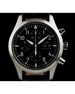 IWC Pilots Spitfire Chronograph Stainless Steel Black Dial B&P IW371704