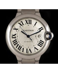 Cartier Ballon Bleu Gents Stainless Steel Silvered Dial B&P W69012Z4