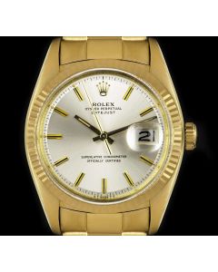 Rolex Datejust Vintage Gents 18k Yellow Gold Silver Dial 1601