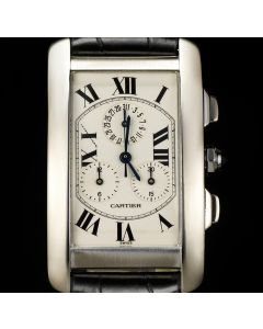 Cartier 18k White Gold Tank Americaine Chronoflex Gents W2603356