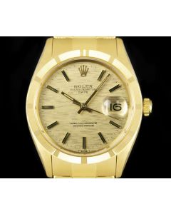 Rolex Date Vintage Men's 18k Yellow Gold Champagne Mosaic Dial B&P 1501