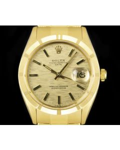 Rolex Date Vintage Men's 18k Yellow Gold Champagne Mosaic Dial B&P 1501