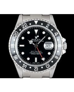 Rolex GMT-Master II Men's Stainless Steel Black Dial B&P 16710