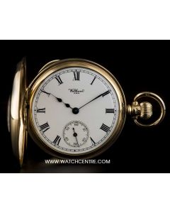 Waltham 9k Yellow Gold White Roman Dial Half Hunter Vintage Pocket Watch
