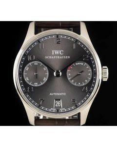 IWC Portuguese 7 Day Power Reserve Gents 18k White Gold Slate Grey Dial IW500106