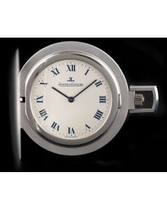 Jaeger LeCoultre Full Hunter Pocket Watch Gents 18k White Gold Silver Dial 9104