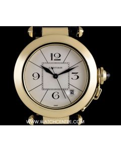 Cartier 18k Yellow Gold Cream Dial Pasha Gents Wristwatch