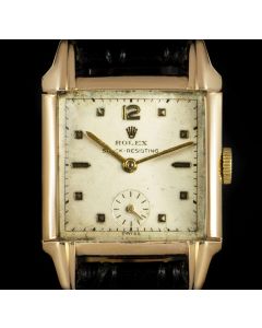 Rolex Shock Resisting Vintage Men's 9k Rose Gold Silver Dial 4533