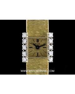 Piaget 18k Yellow Gold Champagne Dial Diamond Set Vintage Ladies Wristwatch