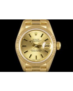 Rolex Datejust Ladies 18k Yellow Gold Champagne Dial 69178