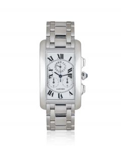 Cartier 18k White Gold Tank Americaine Chronoflex B&P W26033L1