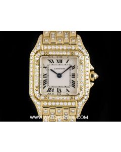 Cartier 18k Yellow Gold Fully Loaded Diamond Set Panthere Ladies Wristwatch 