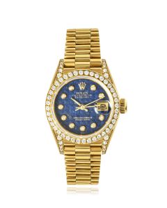 Rolex Datejust Rare Lazuli Lapis Pyramid Dial Diamond Set 69158