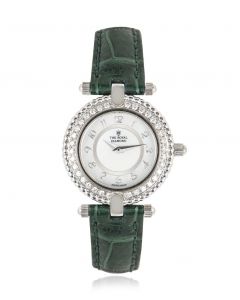 The Royal Diamond Women's Dress Watch 18k White Gold White Mother of Pearl Dial Diamond Bezel BA 112