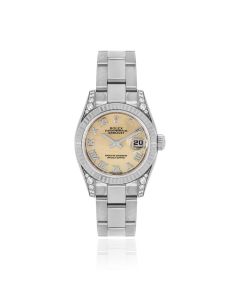 Rolex 18k White Gold Mother Of Pearl Dial Diamond Set Datejust Women's 179239