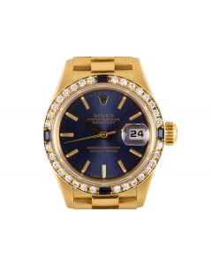 Rolex Datejust Yellow Gold Blue Dial Diamond & Sapphire Bezel 69088