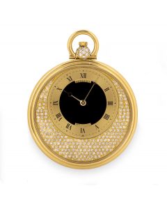 Breguet Open Face Dress Pocket Watch Yellow Gold Onyx Centre Diamond Set 1730BA