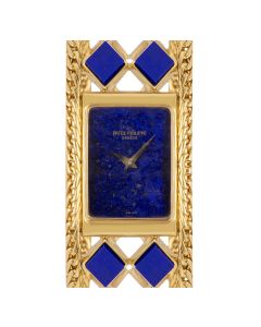 Patek Philippe Rare Cocktail Dress Watch Vintage Women's 18k Yellow Gold Lapis Lazuli Set 4241