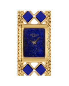 Patek Philippe Rare Cocktail Dress Watch Vintage Women's 18k Yellow Gold Lapis Lazuli Set 4241