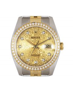 Rolex Datejust Gents Stainless Steel & 18k Yellow Gold Champagne Jubilee Dial Diamond Set 116243