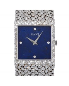 Piaget Dress Watch Men's 18k White Gold Lapis Lazuli Diamond Dial 934D2