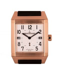 Jaeger LeCoultre Reverso Squadra Hometime 18k Rose Gold Silver Dial B&P 230.2.77/Q7002420