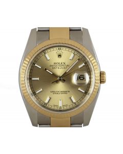 Rolex Datejust Gents Stainless Steel & 18k Yellow Gold Champagne Dial B&P 116233