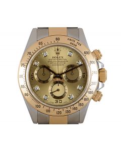 Rolex Cosmograph Daytona Men's Stainless Steel & 18k Yellow Gold Champagne Diamond Dial 116523