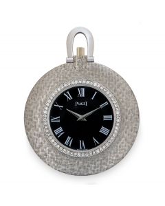 Piaget Open Face Diamond Set White Gold Dress Pocket Watch