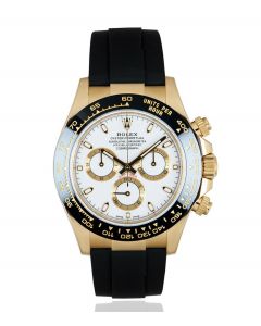 Rolex Unworn Daytona Oysterflex Yellow Gold White Dial B&P 116518LN