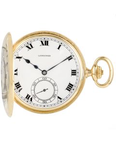 Longines Yellow Gold Keyless lever Slim Half Hunter Pocket Watch