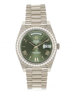 Rolex Day-Date 40 Olive Green Dial Diamond Bezel 228349RBR