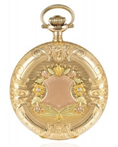 Hampden Watch Company Multi Coloured Gold Keyless Lever Full Hunter Pocket Watch C1890