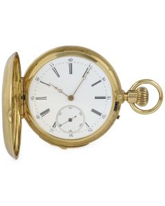 Full Hunter 18ct Yellow Gold Swiss Quarter Repeater Pocket Watch Circa 1890