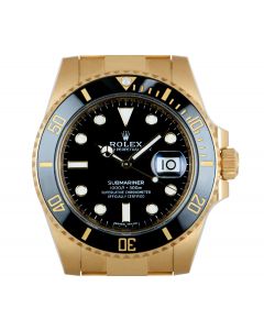 Rolex Unworn Submariner Date Men's 18k Yellow Gold Black Dial Ceramic Bezel B&P 116618LN