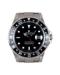 Rolex GMT-Master II Men's Stainless Steel Black Dial B&P 16710