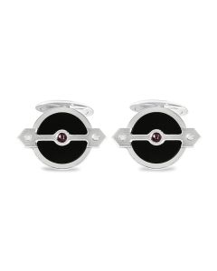 Girard Perregaux Golden Bridge Cufflinks White Gold Onyx & Ruby Set