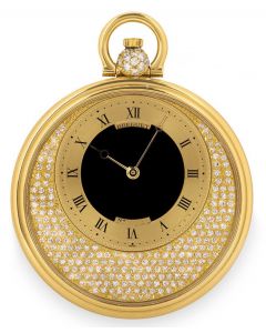 Breguet. A  Yellow Gold Onyx Centre Pave Diamond Set Dial Dress Pocket Watch C1980 