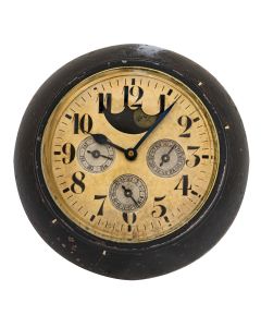 Depose R.U. Swiss Full Calendar Desk Clock Brass & Gunmetal 