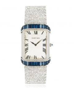 Piaget Retailed By Cartier Cocktail Watch Vintage White Gold Sapphire Set 9098 A6