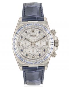 Rolex Zenith Daytona White Gold Pave Diamond Dial Sapphire Set 16589SACI