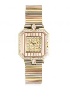 Cartier Trinity Cocktail Watch Tri-Gold Pave Diamond Dial Diamond Set