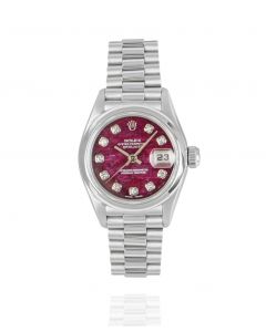 Rolex Datejust Platinum Rare Rubellite Stone Diamond Dial 69166RBG