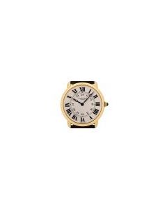 Cartier Ronde Louis Men's 18k Yellow Gold Silver Guilloche Dial