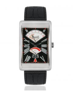 Piaget Limited Edition Rectangle A L'Ancienne Men's 18k White Gold Black Dial P10077