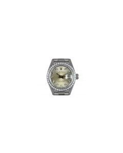 Rolex Datejust Women's Platinum Silver Dial Diamond Set 69136
