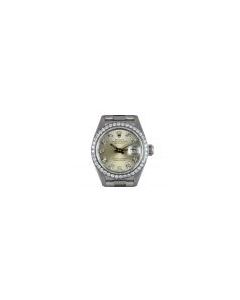 Rolex Datejust Women's Platinum Silver Dial Diamond Set 69136