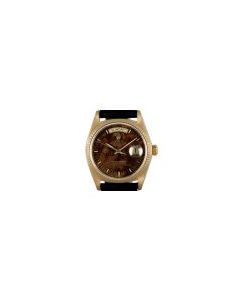 Rolex Rare Day-Date Men's 18k Yellow Gold Wood Dial 18038